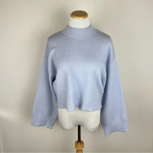 Zara Funnel Neck Pastel Blue Sweater Size S - Picture 2 of 5